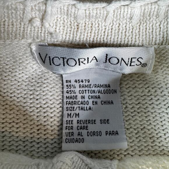 Christmas Sweater Cardigan Women's sz Medium Victoria Jones Applique Embroidery - Picture 3 of 9